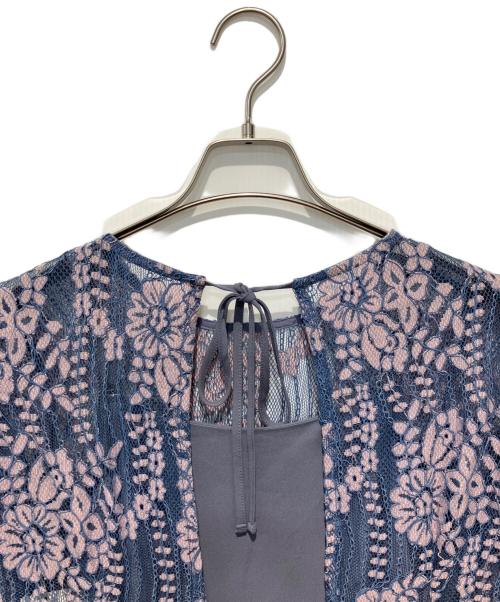 Kaene（カエン）Kaene (カエン) 配色レースエプロンワンピース パープル サイズ:38の古着・服飾アイテム