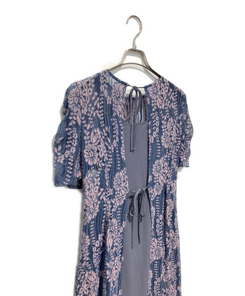 Kaene（カエン）Kaene (カエン) 配色レースエプロンワンピース パープル サイズ:38の古着・服飾アイテム