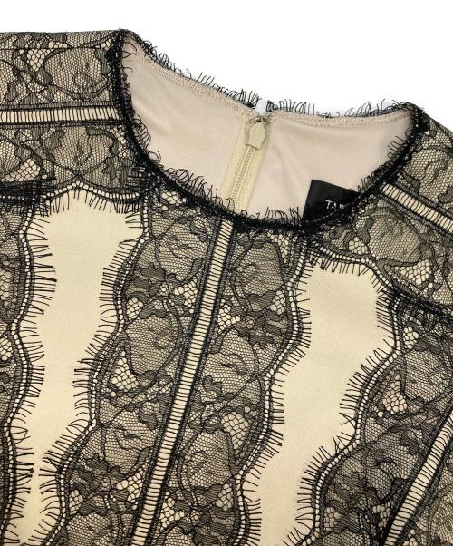 TADASHI SHOJI（タダシ ショージ）TADASHI SHOJI (タダシ ショージ) レースノースリーブワンピース ベージュ×ブラックの古着・服飾アイテム