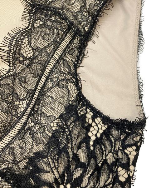 TADASHI SHOJI（タダシ ショージ）TADASHI SHOJI (タダシ ショージ) レースノースリーブワンピース ベージュ×ブラックの古着・服飾アイテム