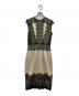 TADASHI SHOJI (タダシ ショージ) レースノースリーブワンピース ベージュ×ブラック：7000円