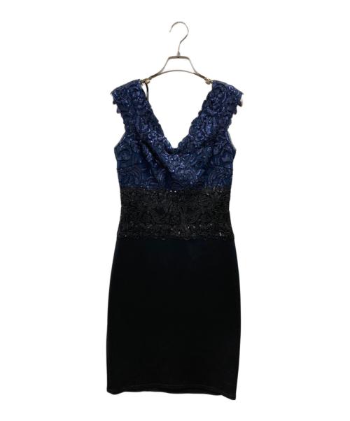 TADASHI SHOJI（タダシ ショージ）TADASHI SHOJI (タダシ ショージ) スパンコールグラデーションワンピース ネイビー×ブラックの古着・服飾アイテム