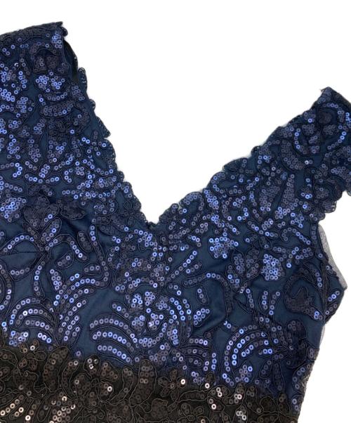 TADASHI SHOJI（タダシ ショージ）TADASHI SHOJI (タダシ ショージ) スパンコールグラデーションワンピース ネイビー×ブラックの古着・服飾アイテム