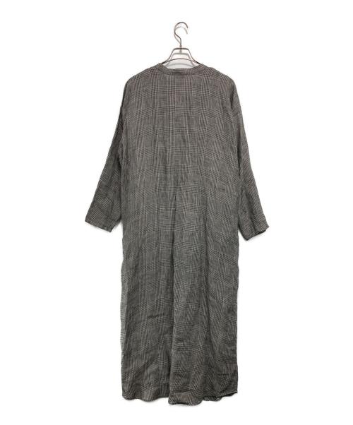 loin.（ロワン）loin. (ロワン) ベルテッドチェックリネンワンピース グレー サイズ:Fの古着・服飾アイテム