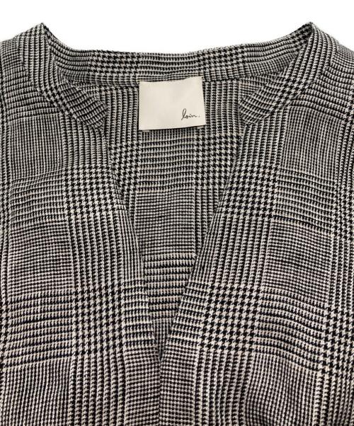loin.（ロワン）loin. (ロワン) ベルテッドチェックリネンワンピース グレー サイズ:Fの古着・服飾アイテム