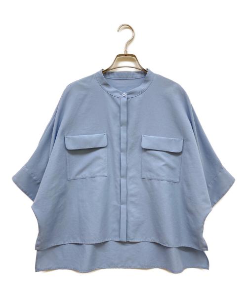 Leilian（レリアン）Leilian (レリアン) 比翼バンドカラーブラウス ライトブルー サイズ:SIZE 11の古着・服飾アイテム