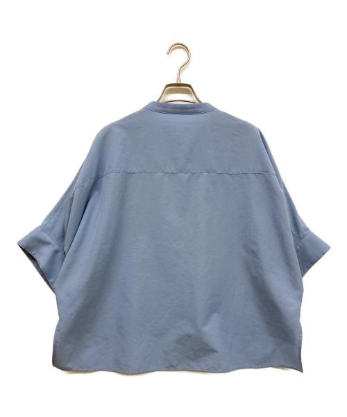 Leilian（レリアン）Leilian (レリアン) 比翼バンドカラーブラウス ライトブルー サイズ:SIZE 11の古着・服飾アイテム