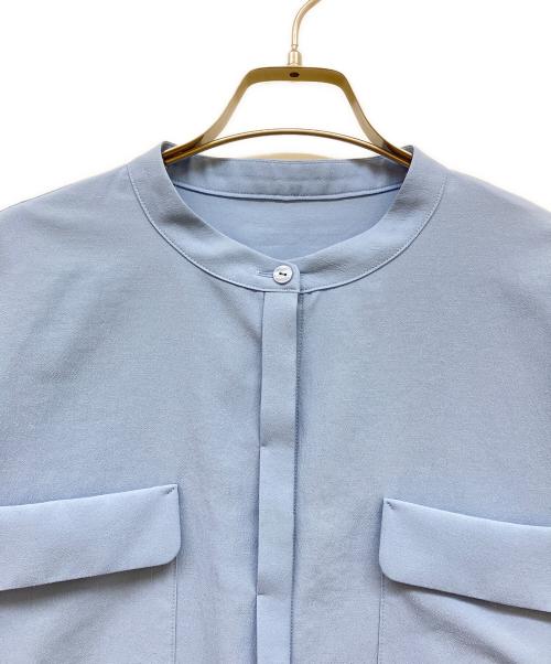 Leilian（レリアン）Leilian (レリアン) 比翼バンドカラーブラウス ライトブルー サイズ:SIZE 11の古着・服飾アイテム