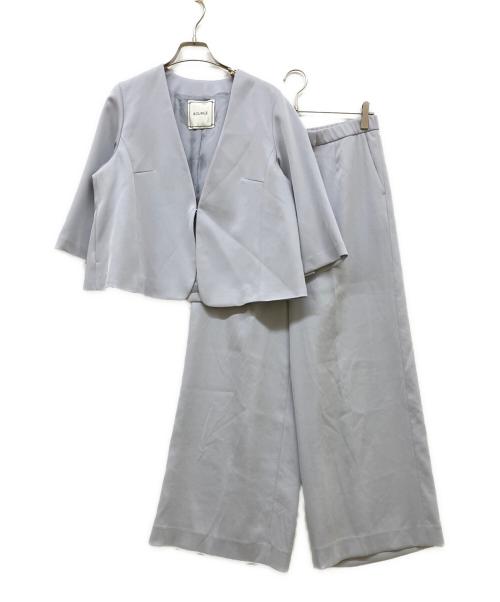 BOURGE（ブルージュ）BOURGE (ブルージュ) ノーカラーVネックジャケット&ワイドパンツ ライトグレー サイズ:11の古着・服飾アイテム
