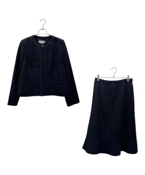 Leilian（レリアン）Leilian (レリアン) ツイードスーツスカートセットアップ ブラック サイズ:13の古着・服飾アイテム