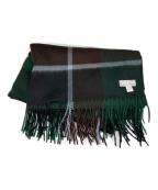 JOSHUA ELLISジョシュア エリス）の古着「チェックカシミヤ大判ストール グリーン×ブラウン」｜グリーン