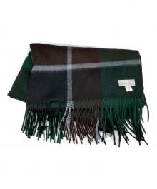 JOSHUA ELLIS（ジョシュア エリス）の古着「チェックカシミヤ大判ストール グリーン×ブラウン」｜グリーン