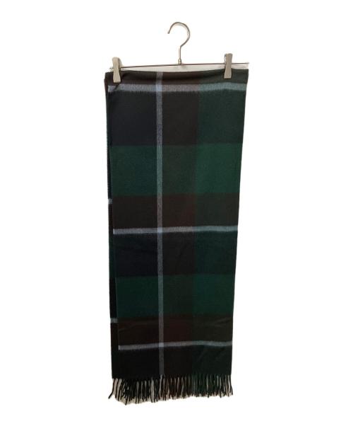JOSHUA ELLIS（ジョシュア エリス）JOSHUA ELLIS (ジョシュア エリス) チェックカシミヤ大判ストール グリーン×ブラウン グリーンの古着・服飾アイテム