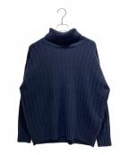 ebureエブール）の古着「Low Gauge Cashmere Turtle Neck Pullover 3610800432」｜ネイビー