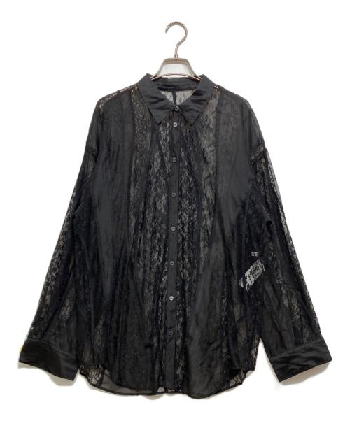 Ameri（アメリ）AMERI (アメリ) LACE WAVE PATCHWORK SHIRT ブラック サイズ:Fの古着・服飾アイテム