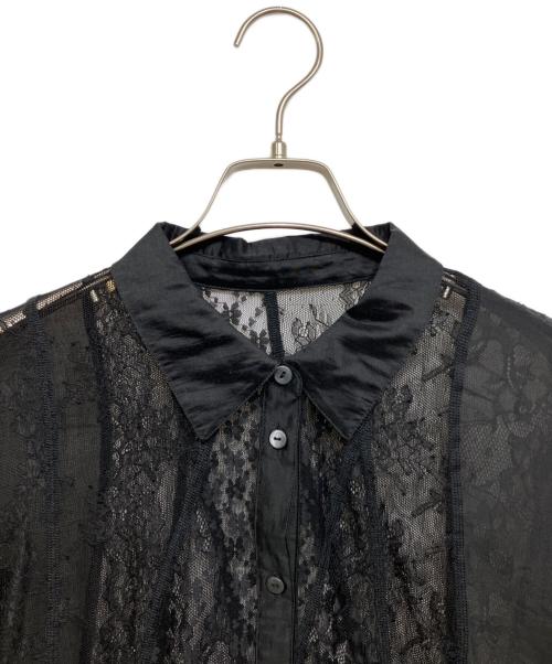 Ameri（アメリ）AMERI (アメリ) LACE WAVE PATCHWORK SHIRT ブラック サイズ:Fの古着・服飾アイテム