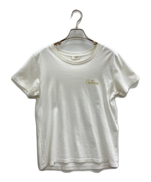 CELINE（セリーヌ）CELINE (セリーヌ) ロゴエンブロイダリ刺繍ーTシャツ ホワイト サイズ:Sの古着・服飾アイテム
