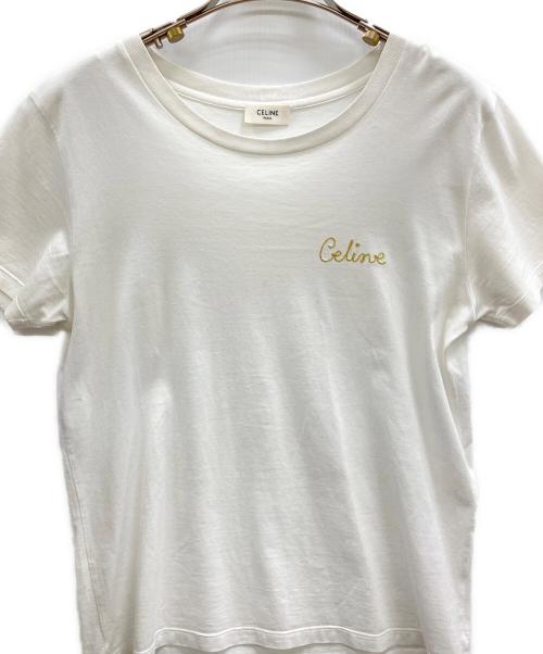 CELINE（セリーヌ）CELINE (セリーヌ) ロゴエンブロイダリ刺繍ーTシャツ ホワイト サイズ:Sの古着・服飾アイテム