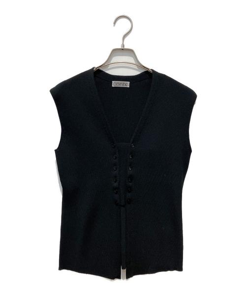 Conte（コンテ）Conte (コンテ) フロントボタン リブ ベスト ブラック サイズ:Freeの古着・服飾アイテム