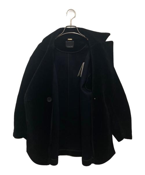 Conte（コンテ）conte (コンテ) ベルベット ボンディング Pコート ブラック サイズ:Freeの古着・服飾アイテム