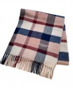 BLUE LABEL CRESTBRIDGEブルーレーベルクレストブリッジ）の古着「チェックウォッシャブルカシミヤストール」｜ピンク