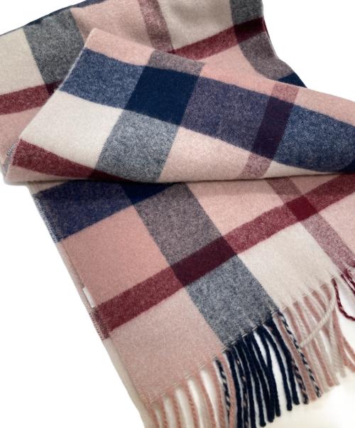 BLUE LABEL CRESTBRIDGE（ブルーレーベルクレストブリッジ）BLUE LABEL CRESTBRIDGE (ブルーレーベルクレストブリッジ) チェックウォッシャブルカシミヤストール ピンク サイズ:表記なしの古着・服飾アイテム