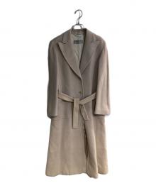 MaxMara（マックスマーラ）の古着「アンゴラシルクブレンド ベルテッドチェスターロングコート」｜ベージュ