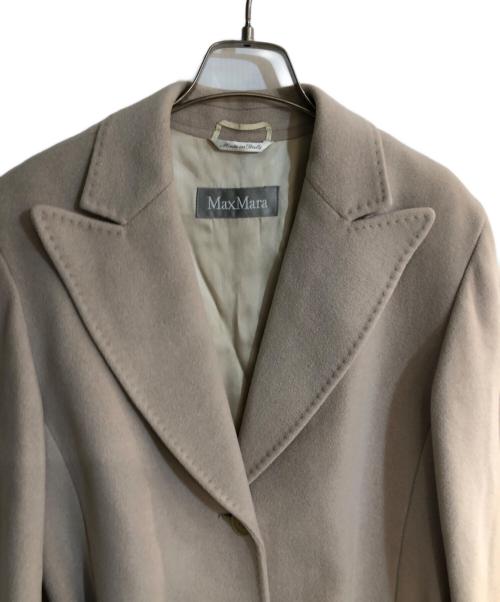 MaxMara（マックスマーラ）MaxMara (マックスマーラ) アンゴラシルクブレンド ベルテッドチェスターロングコート ベージュ サイズ:40の古着・服飾アイテム