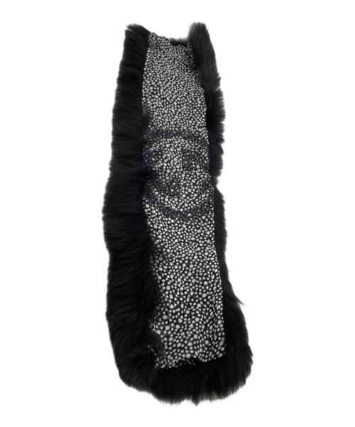 GUCCI（グッチ）GUCCI (グッチ) フォックスファーシルクスカーフティペット ブラック×グリーンの古着・服飾アイテム