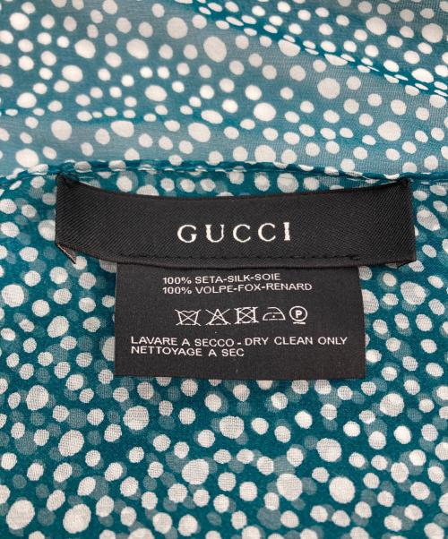 GUCCI（グッチ）GUCCI (グッチ) フォックスファーシルクスカーフティペット ブラック×グリーンの古着・服飾アイテム