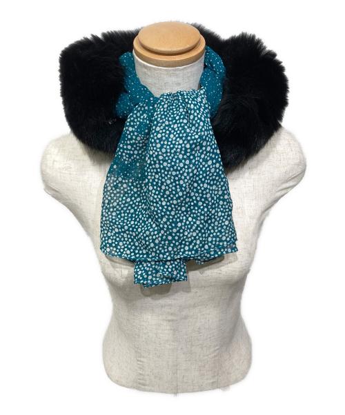 GUCCI（グッチ）GUCCI (グッチ) フォックスファーシルクスカーフティペット ブラック×グリーンの古着・服飾アイテム