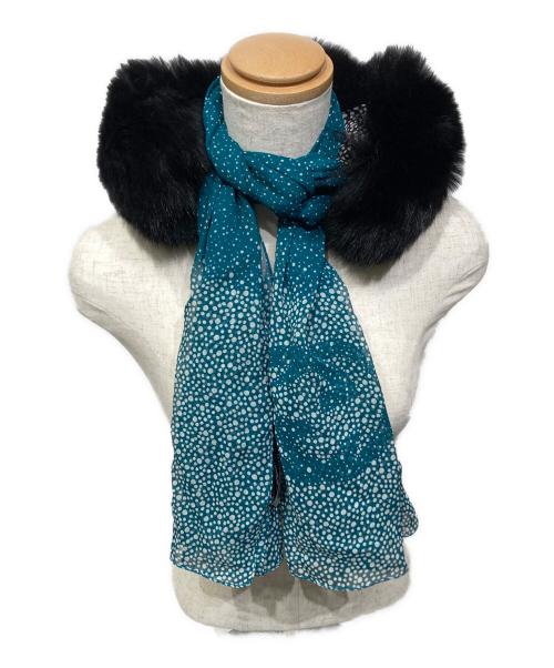 GUCCI（グッチ）GUCCI (グッチ) フォックスファーシルクスカーフティペット ブラック×グリーンの古着・服飾アイテム