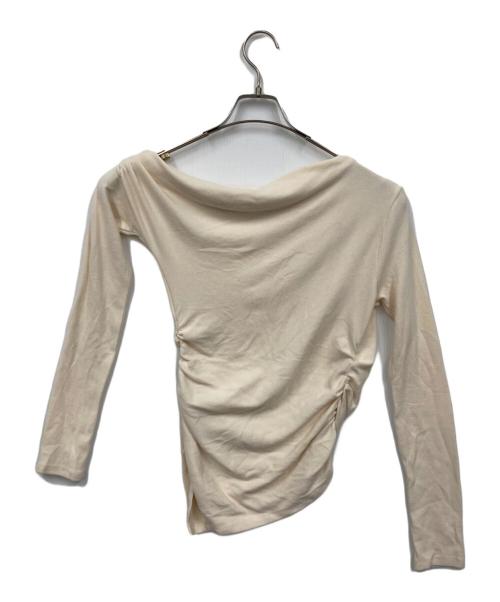 polaura（ポロ―ラ）polaura (ポロ―ラ) アシンメトリードレープロングスリーブトップス アイボリー サイズ:Fの古着・服飾アイテム