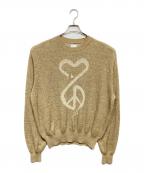 SASQUATCHfabrix.サスクワッチファブリックス）の古着「CALLIGRAPHIC LOVE & PEACE KNIT」｜ベージュ