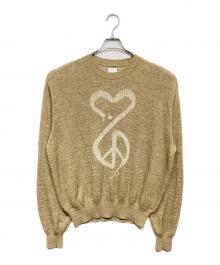SASQUATCHfabrix.（サスクワッチファブリックス）の古着「CALLIGRAPHIC LOVE & PEACE KNIT」｜ベージュ