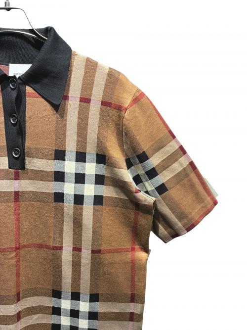 BURBERRY（バーバリー）BURBERRY (バーバリー) シルクブレンドポロシャツ ブラウン サイズ:Mの古着・服飾アイテム