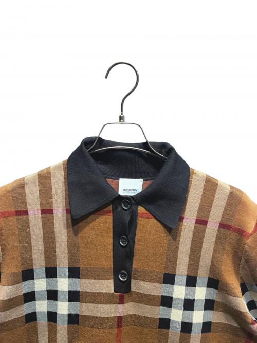 BURBERRY（バーバリー）BURBERRY (バーバリー) シルクブレンドポロシャツ ブラウン サイズ:Mの古着・服飾アイテム