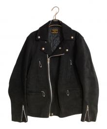 COOTIE（クーティー）の古着「スウェードライダースジャケット」｜ブラック