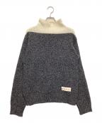 MARNIマルニ）の古着「バイカラー タートルネックニット」｜ホワイト×グレー