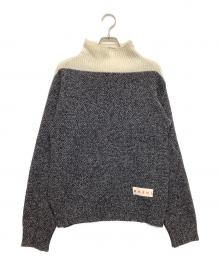 MARNI（マルニ）の古着「バイカラー タートルネックニット」｜ホワイト×グレー