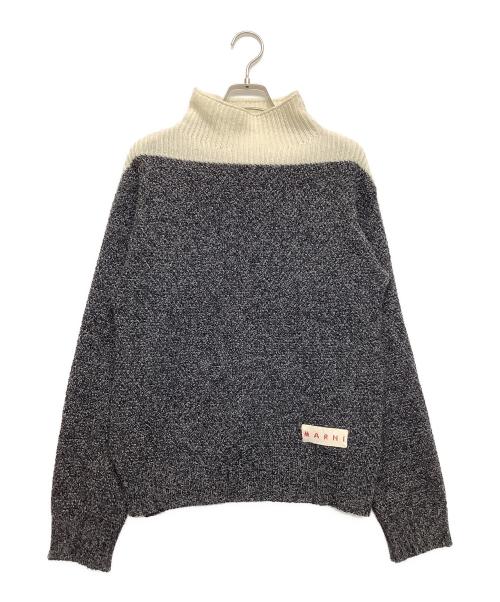 MARNI（マルニ）MARNI (マルニ) バイカラー タートルネックニット ホワイト×グレー サイズ:38の古着・服飾アイテム