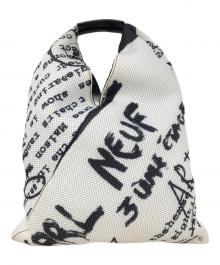 MM6 Maison Margiela（エムエムシックスメゾンマルジェラ）の古着「JAPANESE SMALL BAG IN PRINTED MESH」｜ホワイト×ブラック