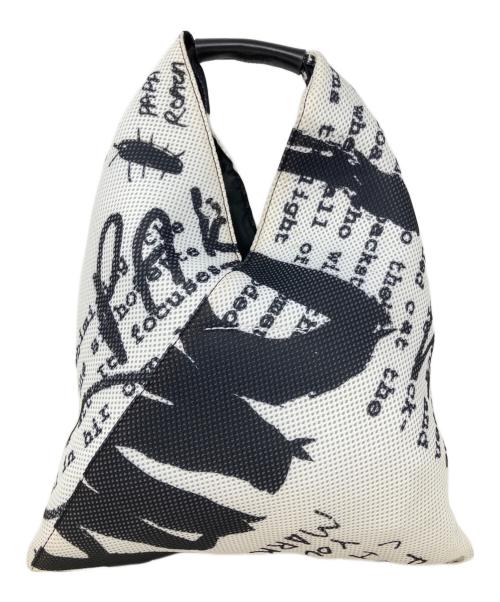 MM6 Maison Margiela（エムエムシックスメゾンマルジェラ）MM6 Maison Margiela (エムエムシックスメゾンマルジェラ) JAPANESE SMALL BAG IN PRINTED MESH ホワイト×ブラックの古着・服飾アイテム
