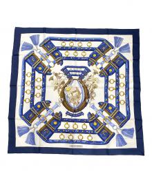 HERMES（エルメス）の古着「カレ90」｜ホワイト×ネイビー