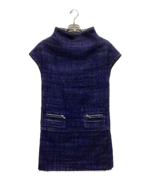 Marc by Marc Jacobs（マークバイマークジェイコブス）Marc by Marc Jacobs (マークバイマークジェイコブス) ウールナイロンチェックワンピース ネイビー サイズ:4の古着・服飾アイテム