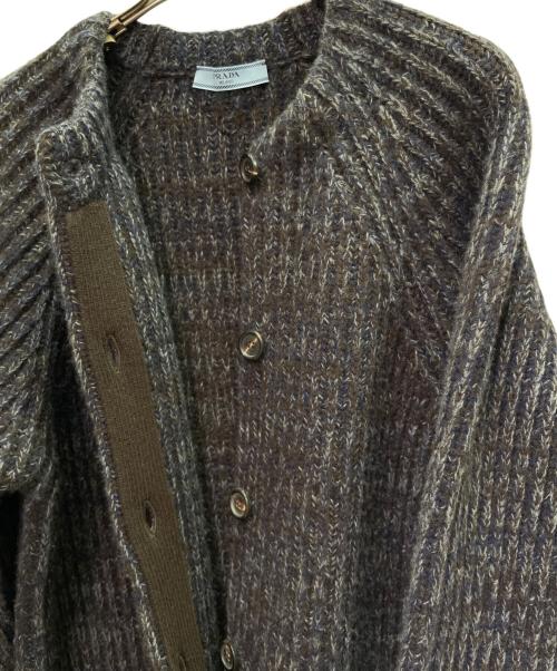 PRADA（プラダ）PRADA (プラダ) 杢糸ウールブレンド カーディガン ダークブラウン/ネイビー サイズ:40の古着・服飾アイテム