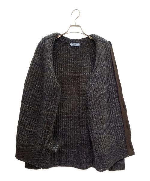 PRADA（プラダ）PRADA (プラダ) 杢糸ウールブレンド カーディガン ダークブラウン/ネイビー サイズ:40の古着・服飾アイテム