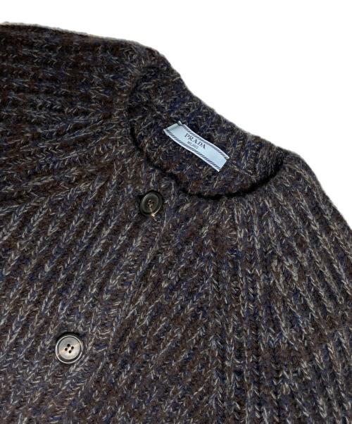 PRADA（プラダ）PRADA (プラダ) 杢糸ウールブレンド カーディガン ダークブラウン/ネイビー サイズ:40の古着・服飾アイテム