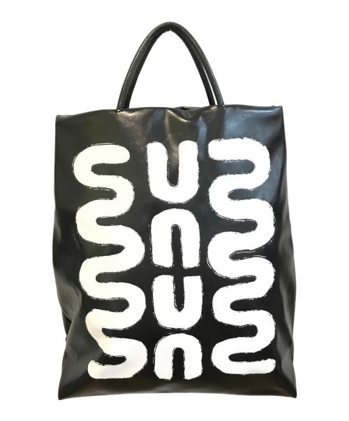 LAYAS（レイヤーズ）LAYAS (レイヤーズ) RADIATE (ラディエイト) WHITE CIRCLE PAINT TOTE BAG ブラックの古着・服飾アイテム