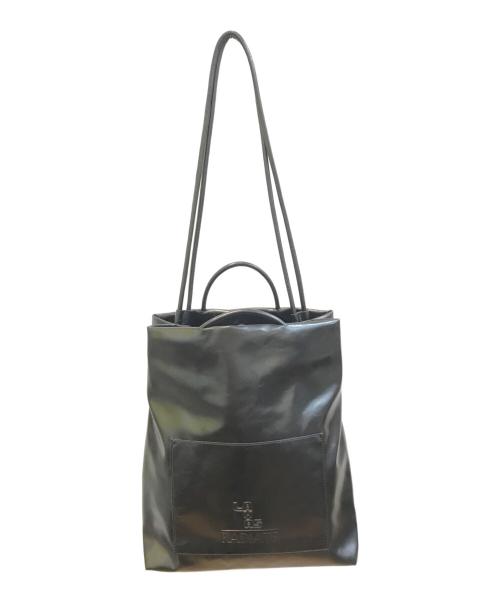 LAYAS（レイヤーズ）LAYAS (レイヤーズ) RADIATE (ラディエイト) WHITE CIRCLE PAINT TOTE BAG ブラックの古着・服飾アイテム